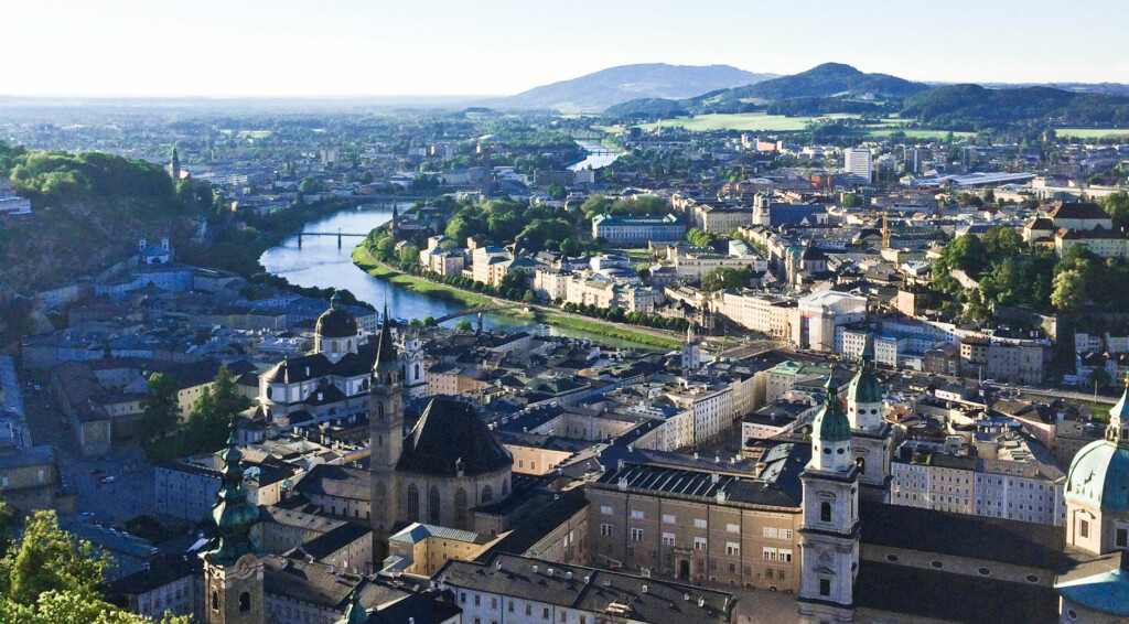 Blick auf Salzburg von der Festung Salzberg.